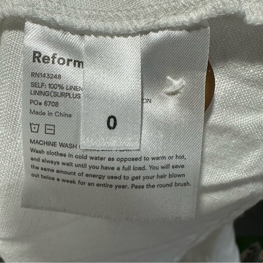 Reformation Velma minidress in white linen dress Size 0 - Picture 5 of 6